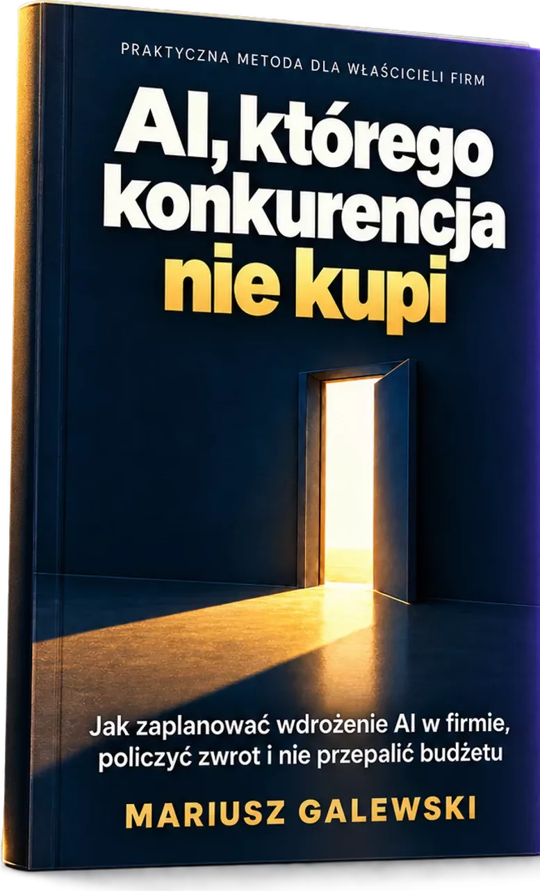 Ebook AI, którego konkurencja nie kupi, okładka w trzech wymiarach