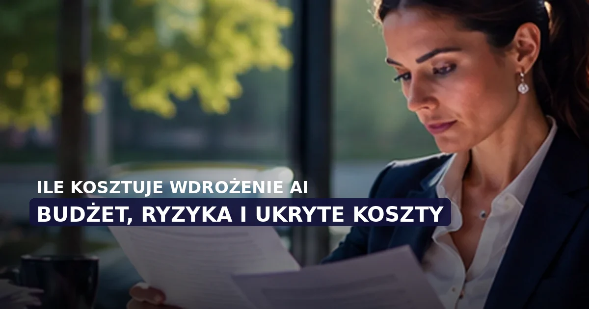 Grafika artykułu: Ile kosztuje wdrożenie AI w firmie i od czego zależy cena